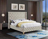 Meridian Furniture - Savan Velvet King Bed In Cream - Savancream-K