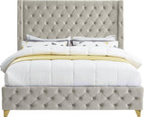 Meridian Furniture - Savan Velvet King Bed In Cream - Savancream-K