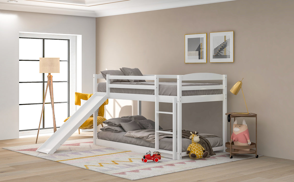 Twin over Twin Bunk Bed with Convertible Slide and Ladder , White(Old SKU:WF281725AAK) - Home Elegance USA