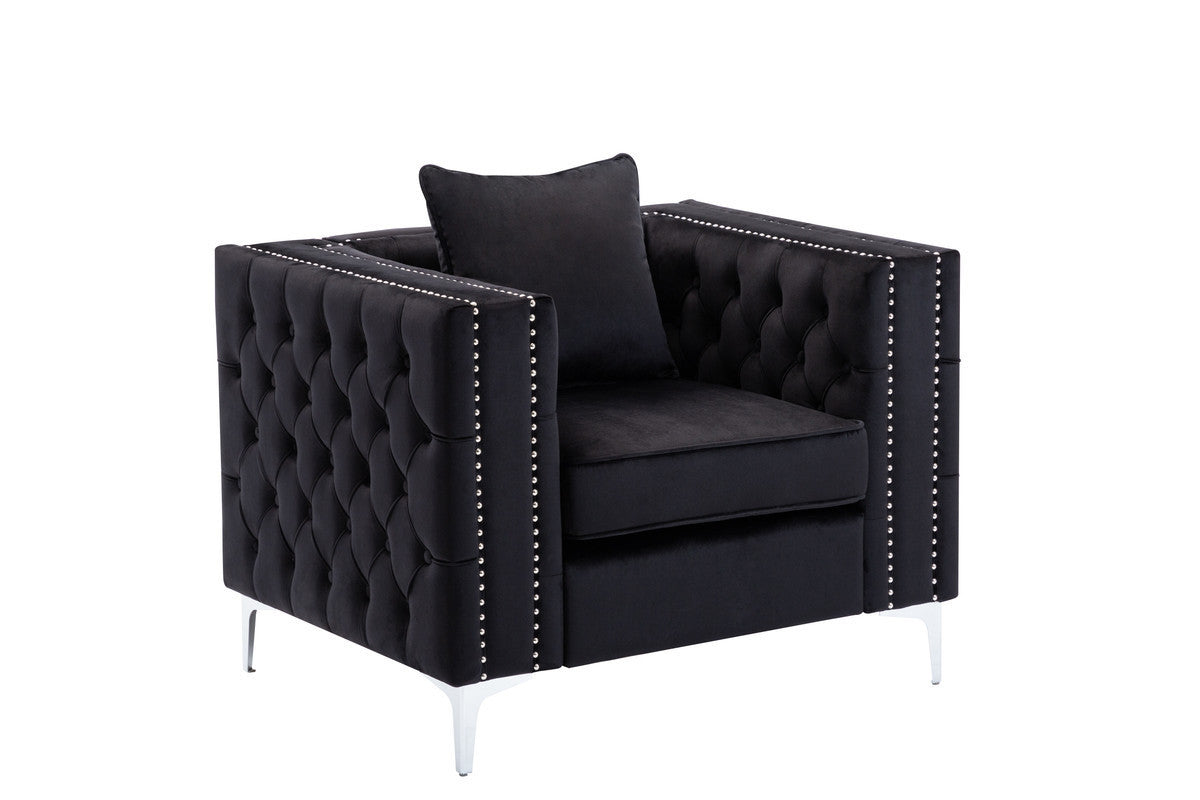 Lorreto Black Velvet Chair - Home Elegance USA