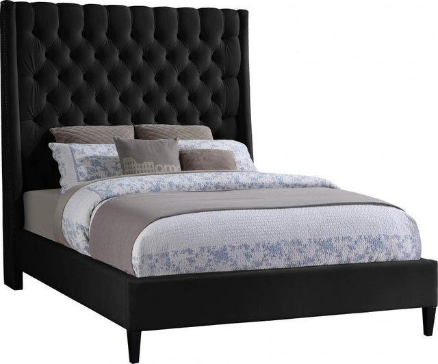 Meridian Furniture - Fritz Velvet King Bed In Black - Fritzblack-K