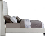 Meridian Furniture - Fritz Velvet Queen Bed In Cream - Fritzcream-Q