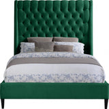 Meridian Furniture - Fritz Velvet Queen Bed In Green - Fritzgreen-Q