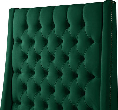 Meridian Furniture - Fritz Velvet Queen Bed In Green - Fritzgreen-Q