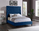 Meridian Furniture - Fritz Velvet King Bed In Navy - Fritznavy-K