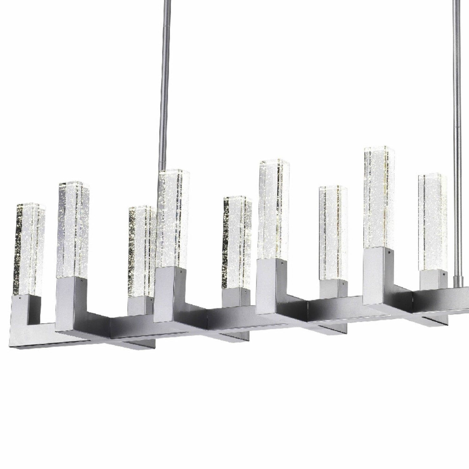 12 Light Rectangular Crystal Dianyi Led Chandelier // Silver | Finesse | Home Elegance USA
