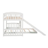 Twin Over Twin Bunk Bed with Slide and Ladder, White(OLD SKU :LP000514AAK) - Home Elegance USA