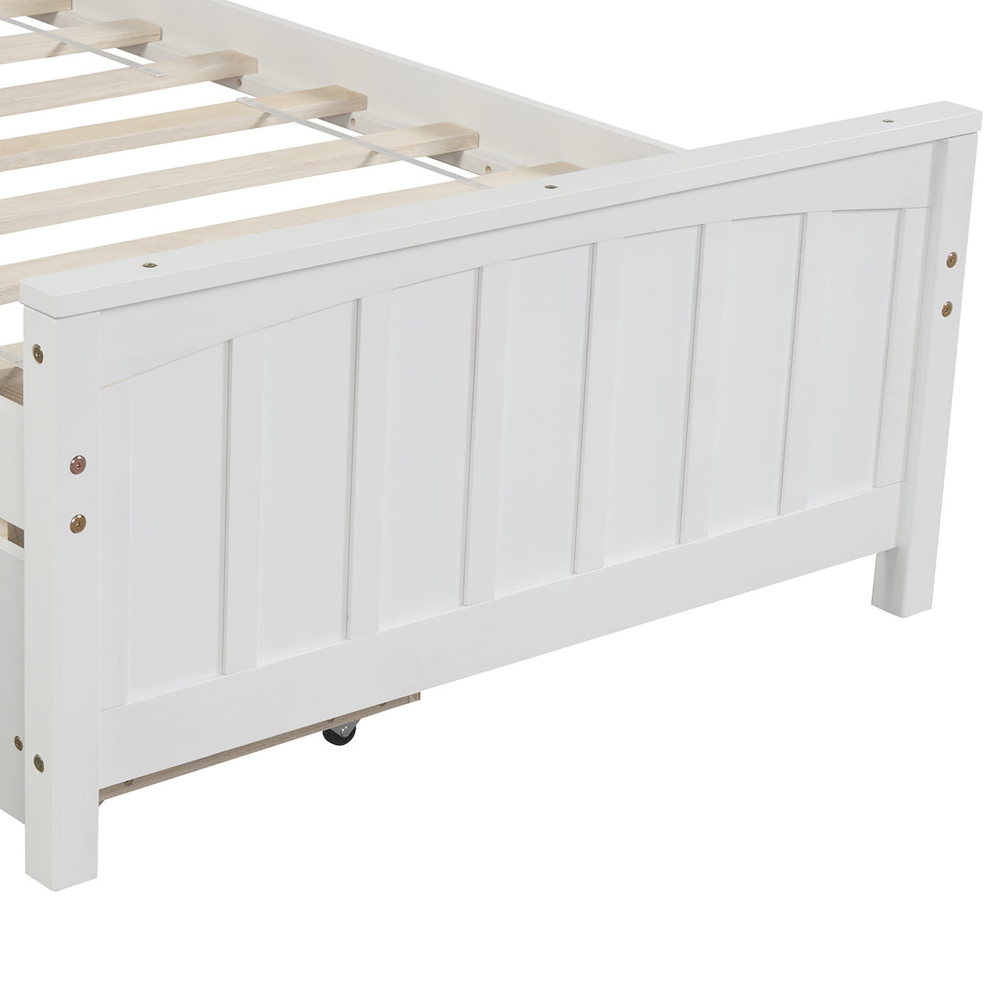 Twin size Platform Bed with Two Drawers, White - Home Elegance USA