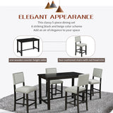 TREXM 5-Piece Counter Height Dining Set, Classic Elegant Table and 4 Chairs in Espresso and Beige - Home Elegance USA