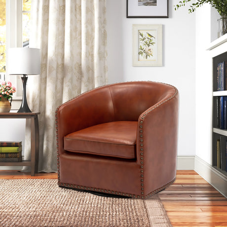 Trenton Swivel Arm Chair - Caramel - Home Elegance USA