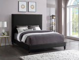 Meridian Furniture - Harlie Velvet Queen Bed In Black - Harlieblack-Q