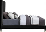 Meridian Furniture - Harlie Velvet Queen Bed In Black - Harlieblack-Q