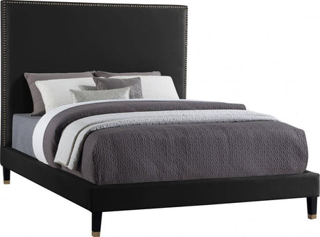 Meridian Furniture - Harlie Velvet King Bed In Black - Harlieblack-K