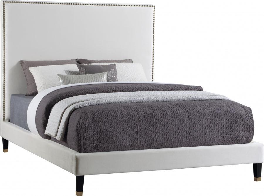 Meridian Furniture - Harlie Velvet King Bed In Cream - Harliecream-K