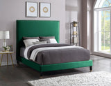 Meridian Furniture - Harlie Velvet Queen Bed In Green - Harliegreen-Q