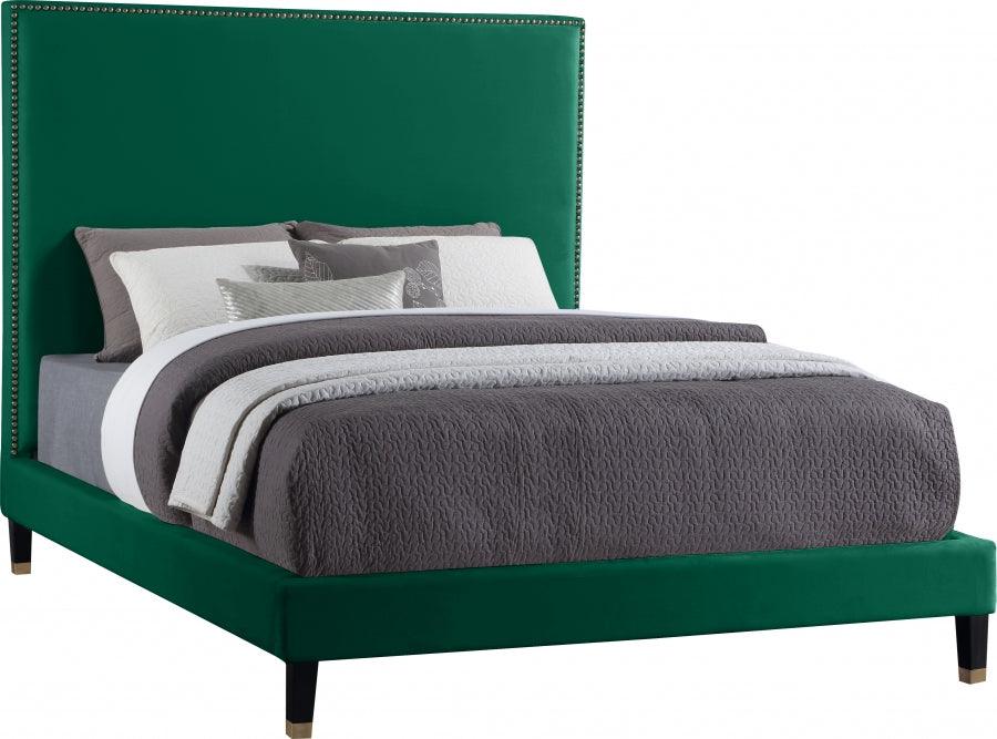 Meridian Furniture - Harlie Velvet King Bed In Green - Harliegreen-K