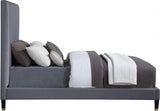 Meridian Furniture - Harlie Velvet Queen Bed In Grey - Harliegrey-Q