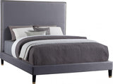 Meridian Furniture - Harlie Velvet Queen Bed In Grey - Harliegrey-Q