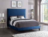 Meridian Furniture - Harlie Velvet Queen Bed In Navy - Harlienavy-Q