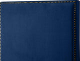 Meridian Furniture - Harlie Velvet Queen Bed In Navy - Harlienavy-Q