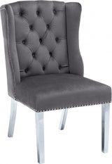 Meridian Furniture - Suri Velvet Dining Chair Set Of 2 In Grey - 809Grey-C