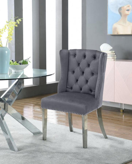 Meridian Furniture - Suri Velvet Dining Chair Set Of 2 In Grey - 809Grey-C