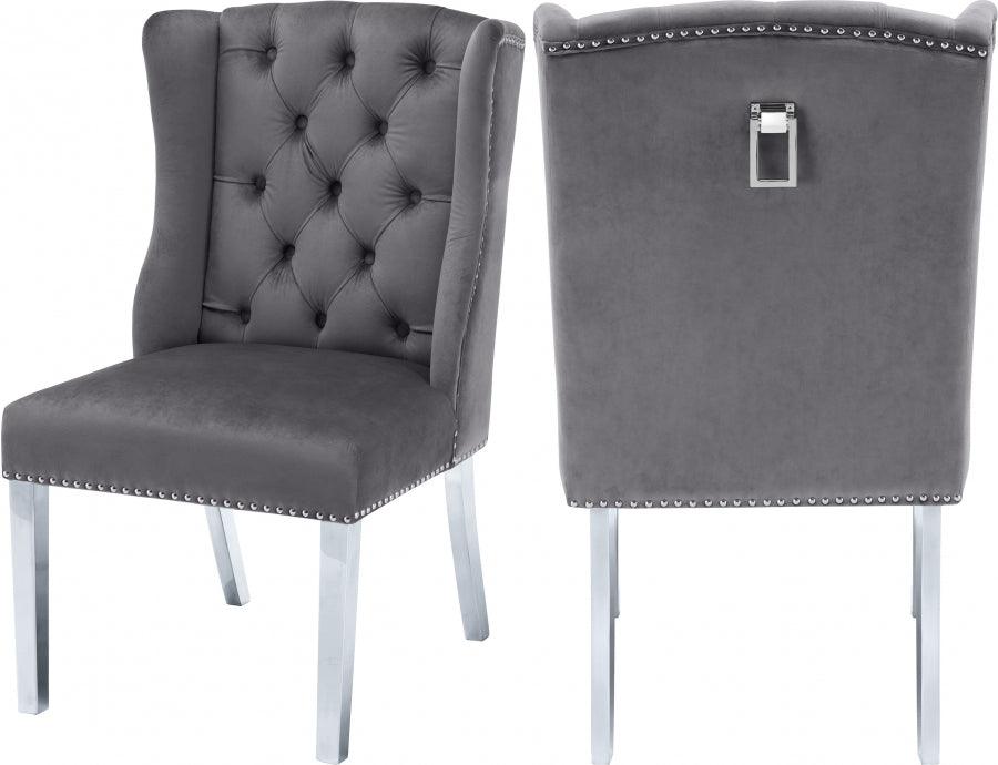 Meridian Furniture - Suri Velvet Dining Chair Set Of 2 In Grey - 809Grey-C