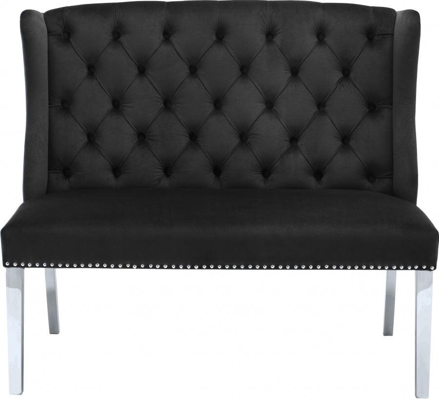 Meridian Furniture - Suri Velvet Settee Bench In Black - 810Black