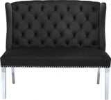 Meridian Furniture - Suri Velvet Settee Bench In Black - 810Black