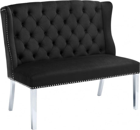 Meridian Furniture - Suri Velvet Settee Bench In Black - 810Black