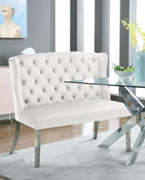 Meridian Furniture - Suri Velvet Settee Bench In Cream - 810Cream