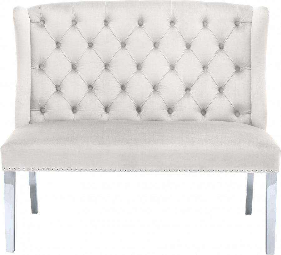 Meridian Furniture - Suri Velvet Settee Bench In Cream - 810Cream
