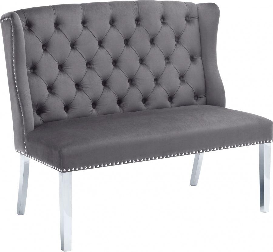 Meridian Furniture - Suri Velvet Settee Bench In Grey - 810Grey