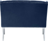 Meridian Furniture - Suri Velvet Settee Bench In Navy - 810Navy