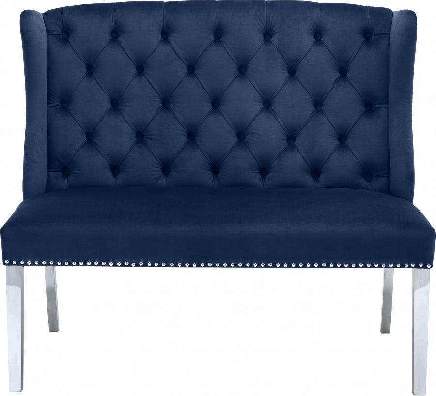 Meridian Furniture - Suri Velvet Settee Bench In Navy - 810Navy