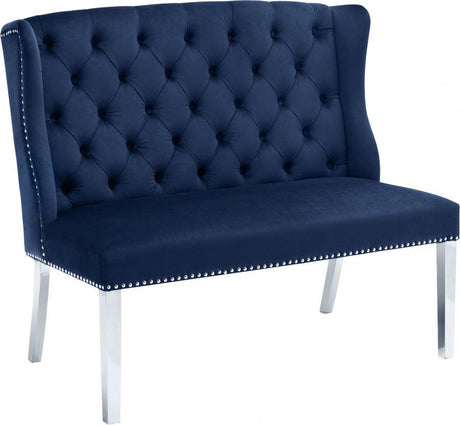 Meridian Furniture - Suri Velvet Settee Bench In Navy - 810Navy