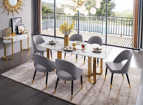 Extravaganza 7-Piece 131 Dining Table Set with Marble Top - 131-7Set | ESF