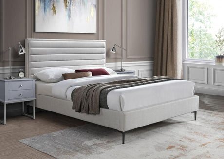 Meridian Furniture - Hunter Queen Linen Bed In Cream - Huntercream-Q