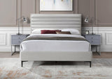 Meridian Furniture - Hunter Queen Linen Bed In Cream - Huntercream-Q