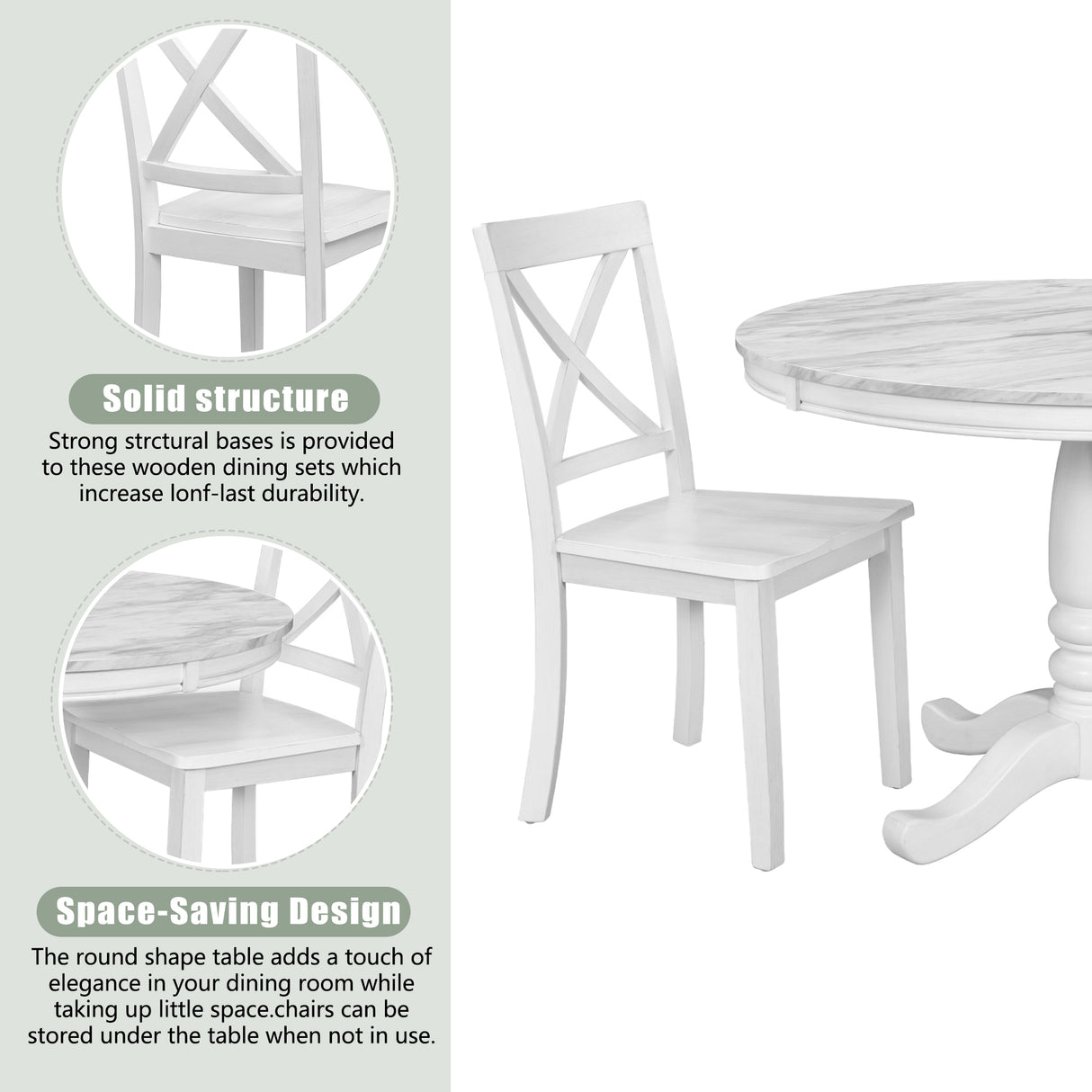 Orisfur. 5 Pieces Dining Table and Chairs Set for 4 Persons, Kitchen Room Solid Wood Table with 4 Chairs - Home Elegance USA