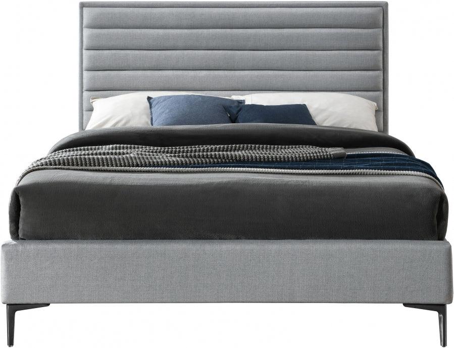 Meridian Furniture - Hunter Queen Linen Bed In Grey - Huntergrey-Q