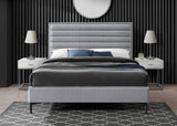 Meridian Furniture - Hunter Queen Linen Bed In Grey - Huntergrey-Q