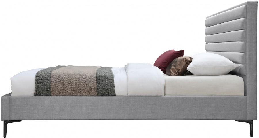 Meridian Furniture - Hunter Queen Linen Bed In Grey - Huntergrey-Q