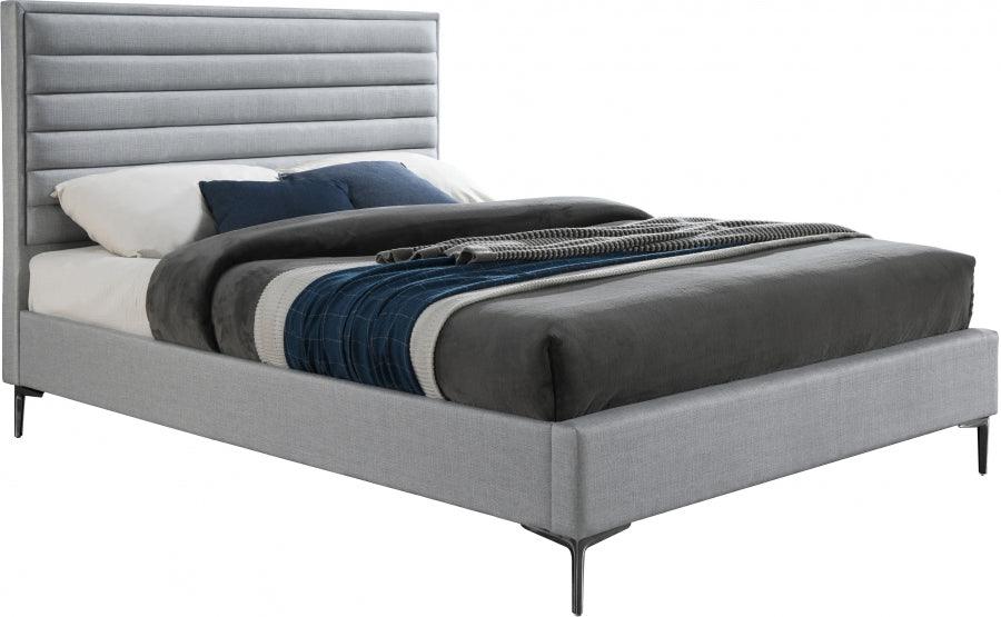 Meridian Furniture - Hunter Queen Linen Bed In Grey - Huntergrey-Q