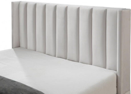 Meridian Furniture - Nadia Velvet King Bed In Cream - Nadiacream-K