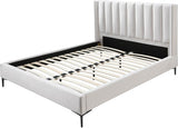 Meridian Furniture - Nadia Velvet Queen Bed In Cream - Nadiacream-Q