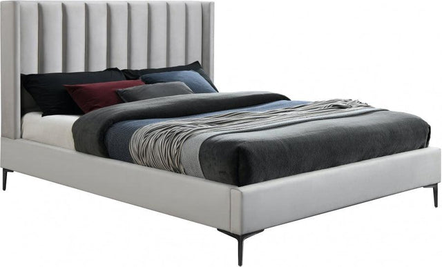 Meridian Furniture - Nadia Velvet Queen Bed In Cream - Nadiacream-Q