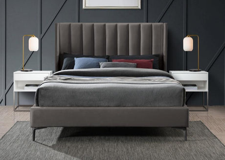 Meridian Furniture - Nadia Velvet King Bed In Grey - Nadiagrey-K