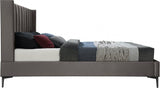 Meridian Furniture - Nadia Velvet King Bed In Grey - Nadiagrey-K