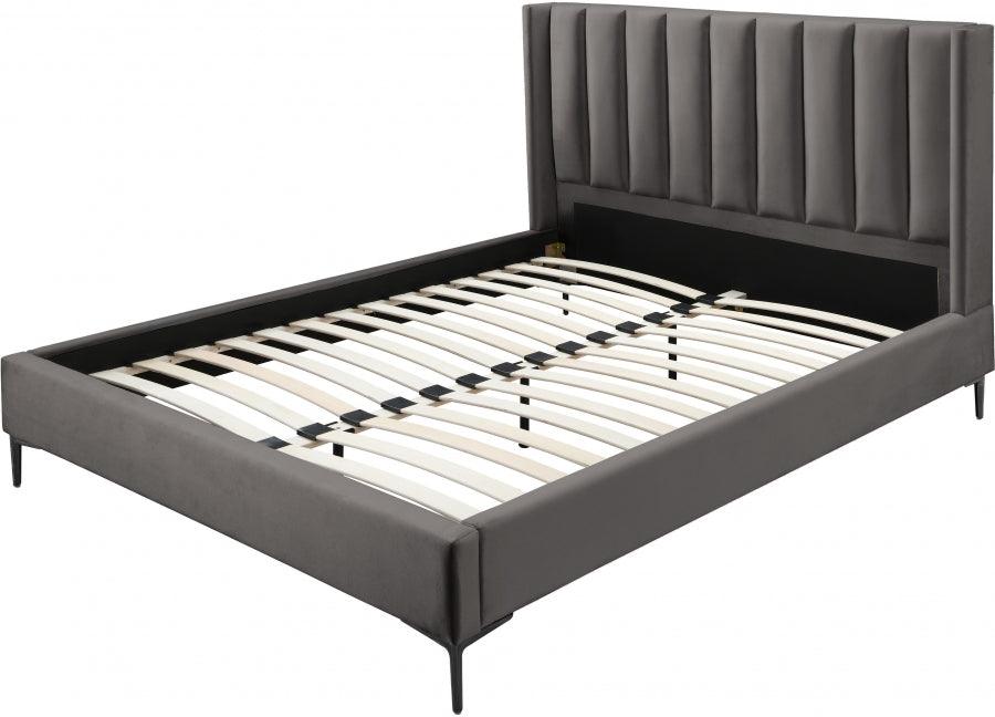 Meridian Furniture - Nadia Velvet King Bed In Grey - Nadiagrey-K